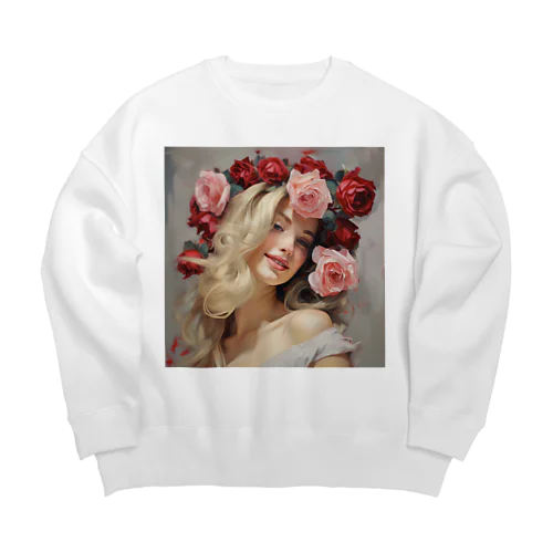 バラの花飾り　なでしこ1478 Big Crew Neck Sweatshirt