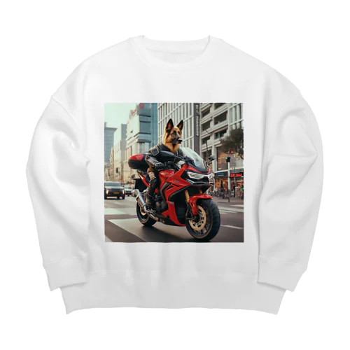 街角の犬ライダー Big Crew Neck Sweatshirt