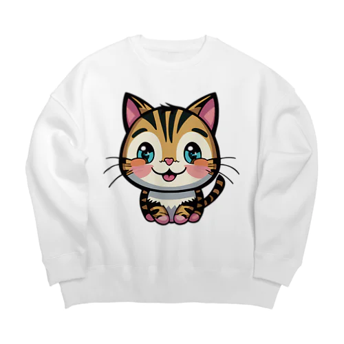 トラ子猫 Big Crew Neck Sweatshirt