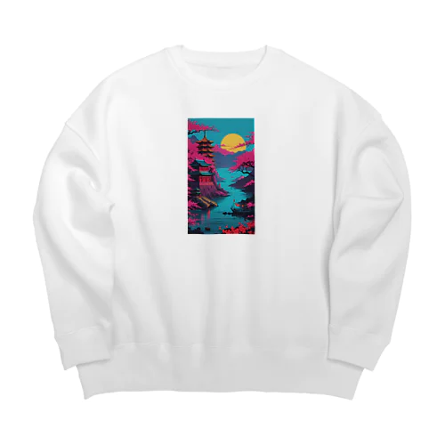 アジア　中国　日本　寺院　月夜　プレゼント Big Crew Neck Sweatshirt