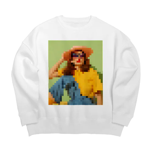 art woman mosaic Big Crew Neck Sweatshirt