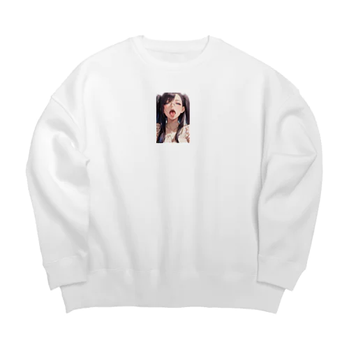 黒髪美少女　美鈴ちゃんメガネ Big Crew Neck Sweatshirt