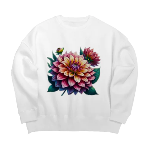 ふんわりした花「ダリア」 Big Crew Neck Sweatshirt