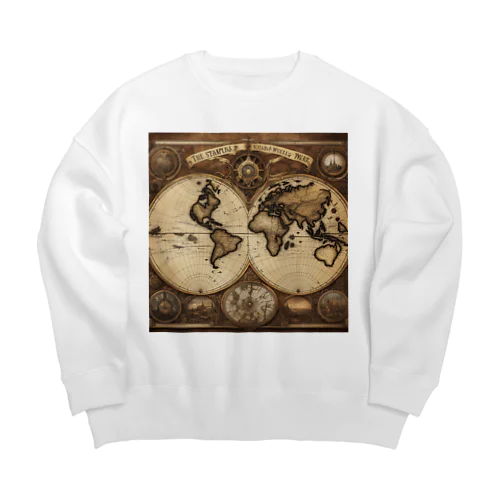 スチームパンク世界地図 Big Crew Neck Sweatshirt