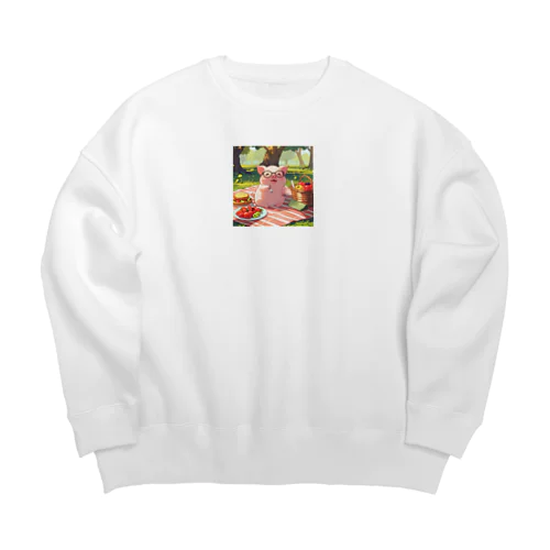 かわいい豚とピクニック Big Crew Neck Sweatshirt