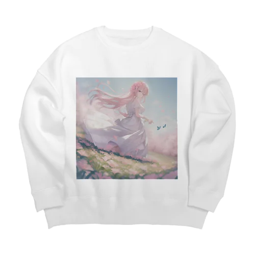 草原の少女 Big Crew Neck Sweatshirt