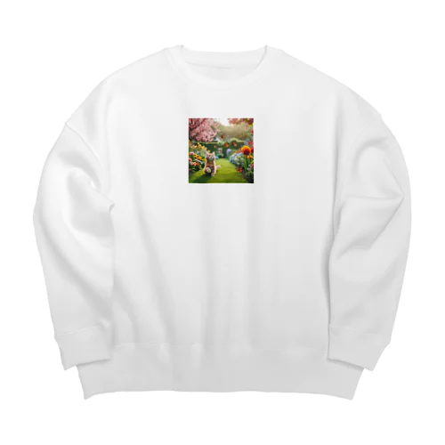 猫 in 花園 Big Crew Neck Sweatshirt