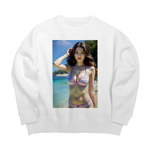 「海辺の恋模様: AI美女のビーチウェア・ファンタジー」vol251 Big Crew Neck Sweatshirt