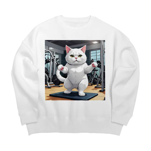 トレーニングの邪魔をする奴は許さないニャ Big Crew Neck Sweatshirt