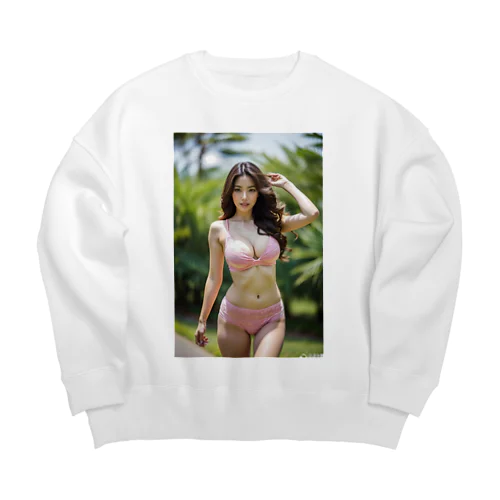 「海辺の恋模様: AI美女のビーチウェア・ファンタジー」vol248 Big Crew Neck Sweatshirt