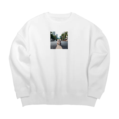 みちにねこ Big Crew Neck Sweatshirt