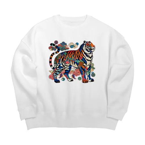 浮世絵風　虎（威風堂々）"Ukiyo-e Style: Majestic Tiger" "浮世绘风格：威风凛凛的虎" Big Crew Neck Sweatshirt