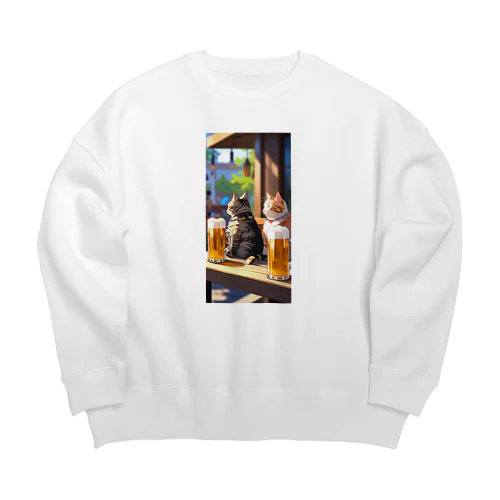 ビールとネコ Big Crew Neck Sweatshirt