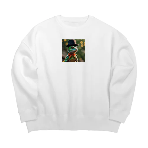 ハット帽ヤモリ Big Crew Neck Sweatshirt