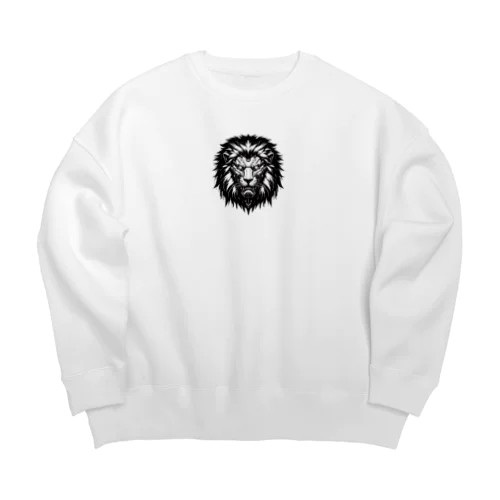 ライオン白黒 Big Crew Neck Sweatshirt