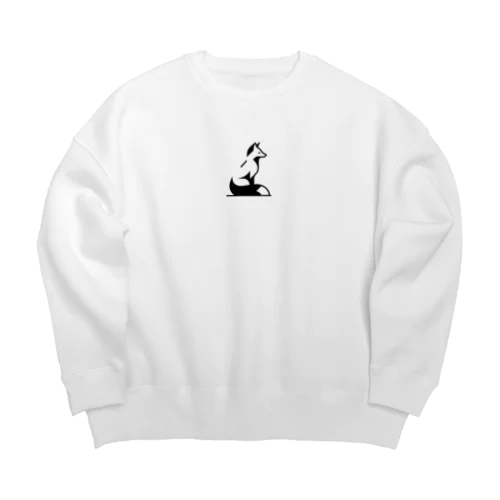 モノクロキツネくん Big Crew Neck Sweatshirt