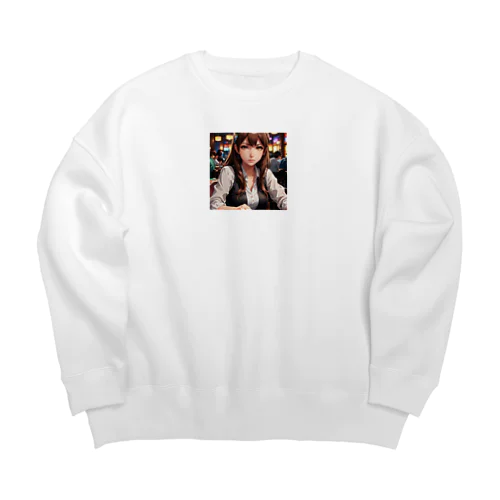 ポーカー美少女さや Big Crew Neck Sweatshirt