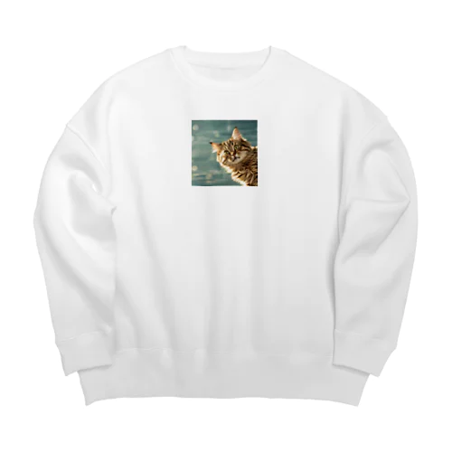 ちらりキャット Big Crew Neck Sweatshirt