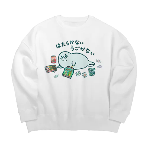 働かないアザラシ Big Crew Neck Sweatshirt