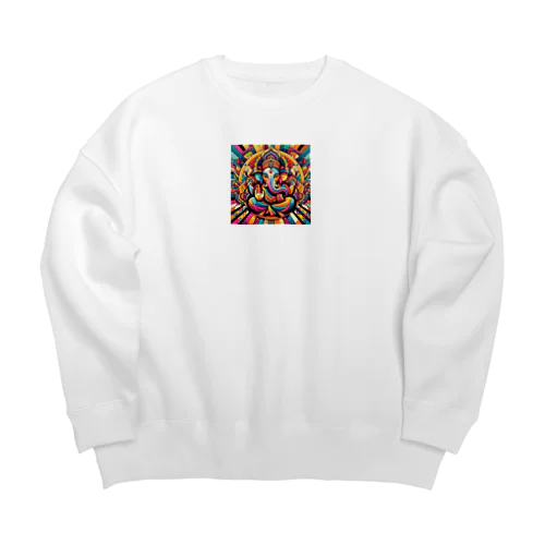 幾何学カラフルガネーシャ Big Crew Neck Sweatshirt