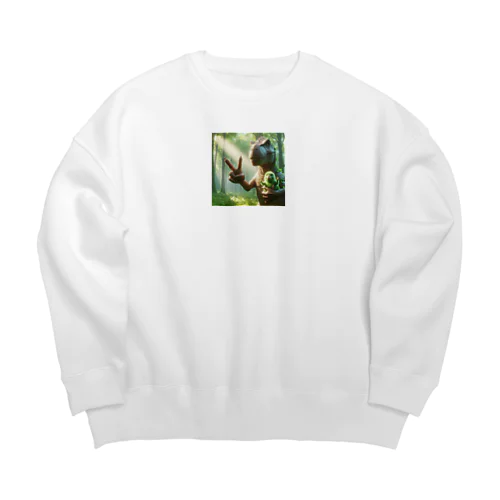 恐竜と平和 Big Crew Neck Sweatshirt