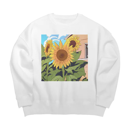 清々しいひまわり Big Crew Neck Sweatshirt