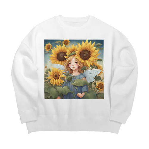 ひまわりの妖精　ひまわり畑でランララ〜ン Big Crew Neck Sweatshirt