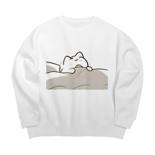 【ラインイラスト】すやすやにゃんこ Big Crew Neck Sweatshirt