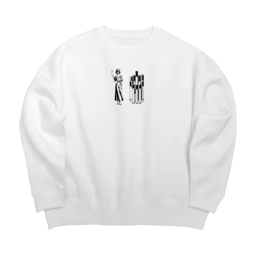 美女とタバコ Big Crew Neck Sweatshirt