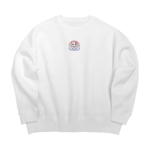 白猫のイラストグッズ Big Crew Neck Sweatshirt