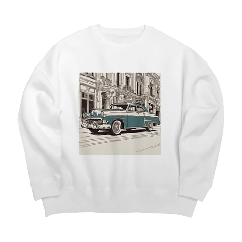 ヴィンテージカーデザイン Big Crew Neck Sweatshirt