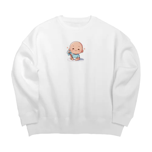 可愛らしい赤ちゃん、笑顔🎵 Big Crew Neck Sweatshirt