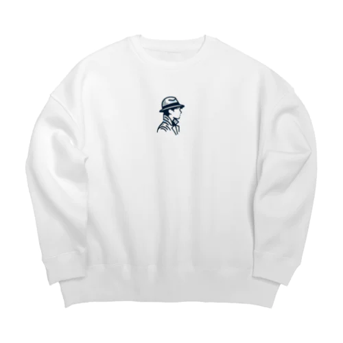 帽子を被った青年 Big Crew Neck Sweatshirt