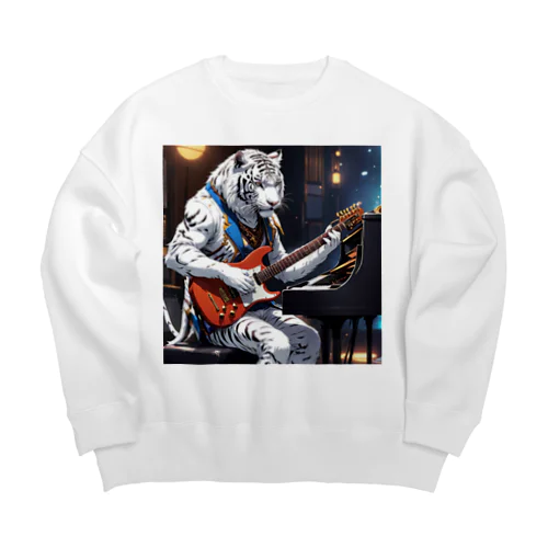 ホワイトタイガーだって弾けるのさ Big Crew Neck Sweatshirt