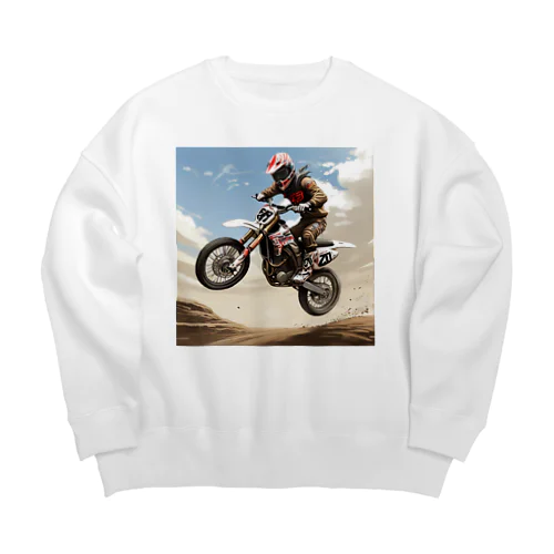 モトクロス ジャンプシーン アート オフロード バイク Big Crew Neck Sweatshirt