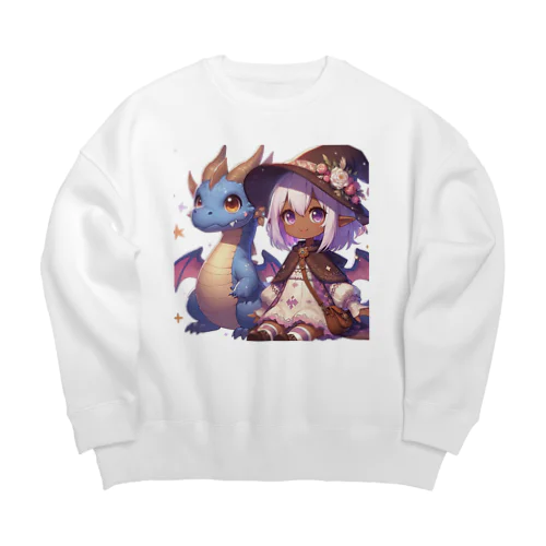 ドラゴンと可愛い女の子3 Big Crew Neck Sweatshirt