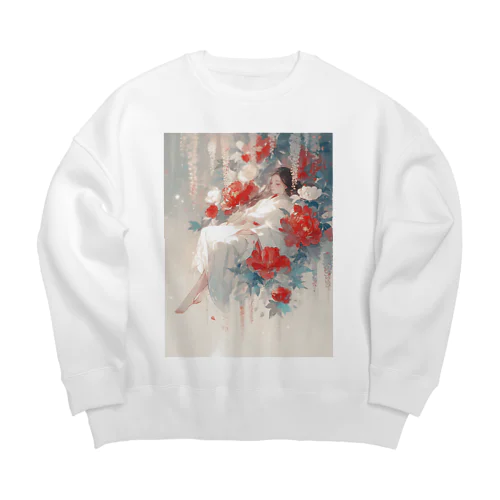 花の空間の中の美女　なでしこ1478 Big Crew Neck Sweatshirt