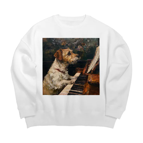ピアノを弾く犬 Big Crew Neck Sweatshirt