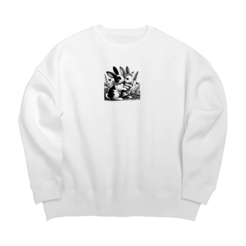 シンプルにかわいいウサギのグッズ Big Crew Neck Sweatshirt