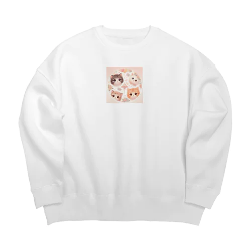 かわいい子猫たちに見つめられて Big Crew Neck Sweatshirt