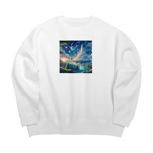 浮島とクリスタルの街 Big Crew Neck Sweatshirt