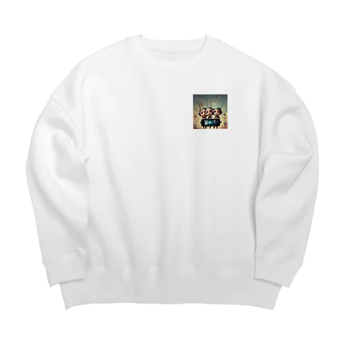 電波妖怪　バリ3兄弟 Big Crew Neck Sweatshirt