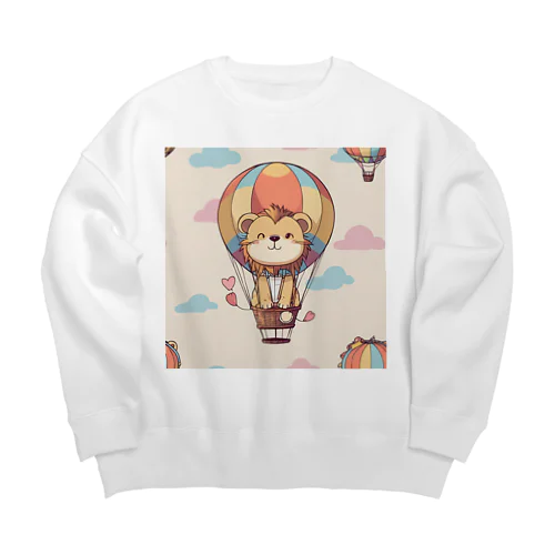 おもちゃの熱気球でかわいいライオンに会おう Big Crew Neck Sweatshirt