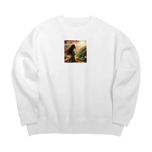 春風に吹かれる女王 Big Crew Neck Sweatshirt