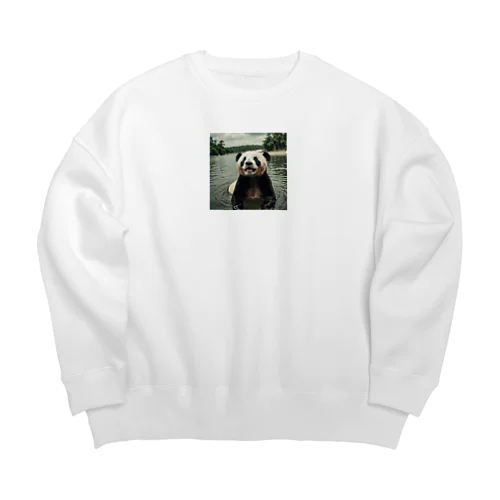 水遊びパンダ Big Crew Neck Sweatshirt