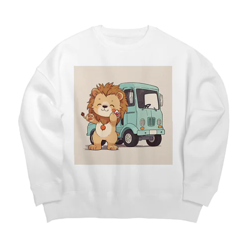 おもちゃのトラックでかわいいライオンに会おう Big Crew Neck Sweatshirt