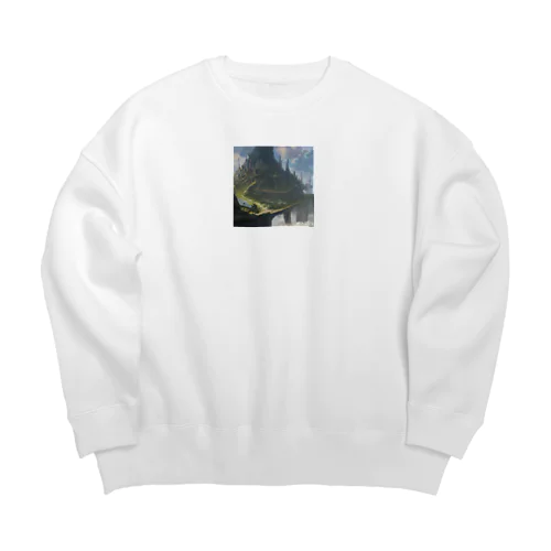 空想世界の天空に浮かぶ島国 Big Crew Neck Sweatshirt