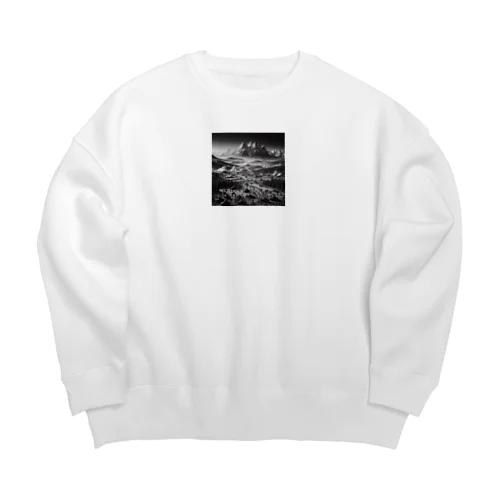 （モノクロ写真風）山間の戦場のジオラマ② Big Crew Neck Sweatshirt