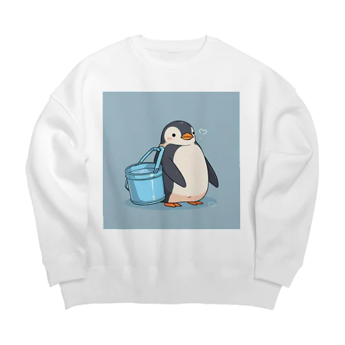 かわいいペンギンとおもちゃのバケツ Big Crew Neck Sweatshirt