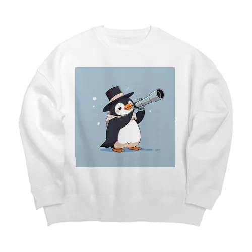 おもちゃの望遠鏡でかわいいペンギンに会おう Big Crew Neck Sweatshirt